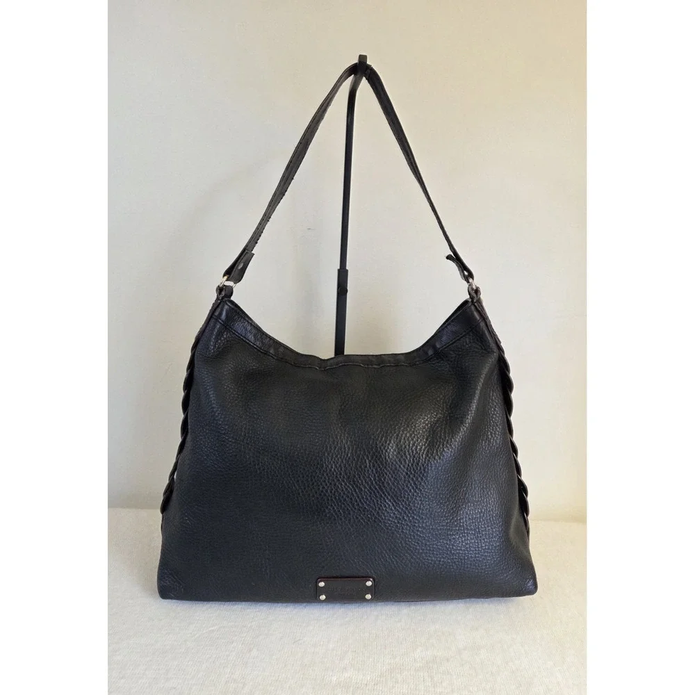Kate Spade Natia Jamesport Black Pebbled Leather Hobo Bag -Strap Replaced